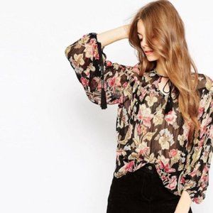 ASOS 70s Folk Blouse in Vintage Floral Print